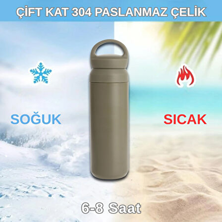 Paslanmaz Çelik Tutacaklı Termos 500 ml -Vakumlu Sızdırmaz Termos