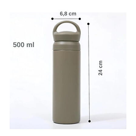 Paslanmaz Çelik Tutacaklı Termos 500 ml -Vakumlu Sızdırmaz Termos