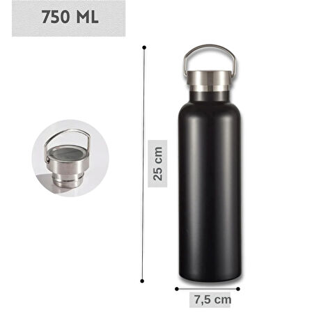 750 ml Paslanmaz Çelik Tutacaklı Termos Matara -Vakumlu Sızdırmaz 