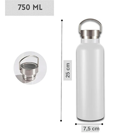 750 ml Paslanmaz Çelik Tutacaklı Termos Matara -Vakumlu Sızdırmaz 