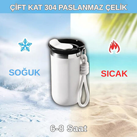 350 ml Paslanmaz Çelik Bardak Termos, Çift Katmanlı, Sızdırmaz Kapaklı
