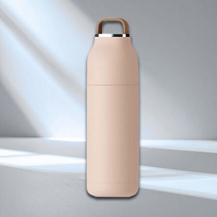 Paslanmaz Çelik Bardak kapaklı, Tutacaklı, Mat Gövdeli Termos 400 ml