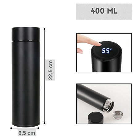 Çelik Dijital Led Sıcaklık Göstergeli Akıllı Termos Matara 400 ml