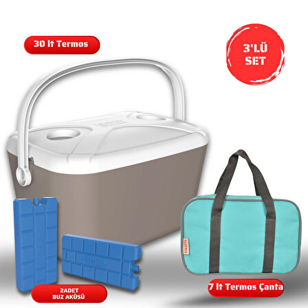 Buzluk Termos  Set-30 Lt Buzzy Buzluk Termos (1178 Cooler Box)+7 lt İzolasyonlu Çanta-  2 Adet K-250 Buz Aküsü 
