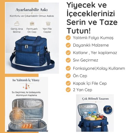Termal Çanta 11 LT – Buzluk Çanta, Soğuk Tutan, Çift Saplı (El & Omuz), File Kapaklı
