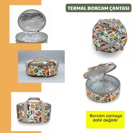 Borcam Termal Çantası-Yemek çantası-30 Cm Yuvarlak