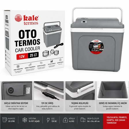 25 Litre 12v Oto Buzdolabı Termos- Portatif, Elektrikli, Oto Şarj Kablolu( 1050 Thermoelectric Cooler 12v.)