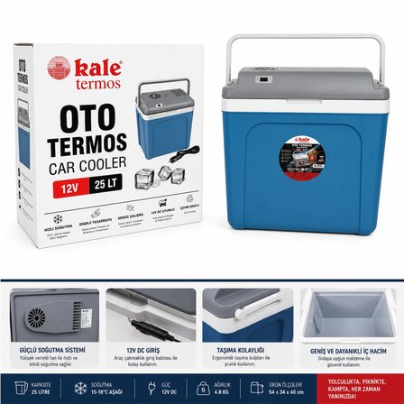 25 Litre 12v Oto Buzdolabı Termos- Portatif, Elektrikli, Oto Şarj Kablolu( 1050 Thermoelectric Cooler 12v.)