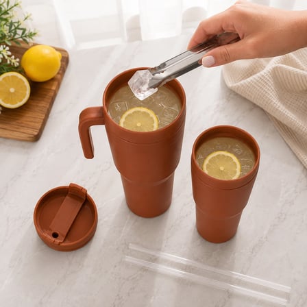 Kale Sippro Mug İç İçe Geçen 2'li Pipetli Suluk Seti 1250 ml + 750 ml