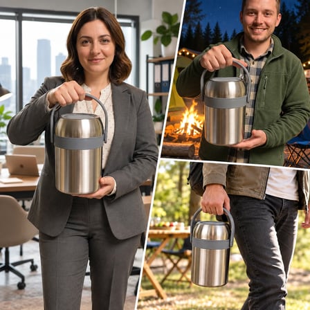 Master 1,8 L Çelik Yemek Termosu – 3 Kaplı Paslanmaz Çelik Sefer Tası, Sıcak Soğuk Yemek Taşıma Termosu