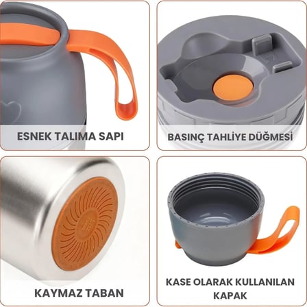 Master 450 ml Çelik Yemek Termosu – 304 Paslanmaz Çelik Sıcak Soğuk Yemek ve Mama Kabı, Kaşıklı, Taşıma Kulplu
