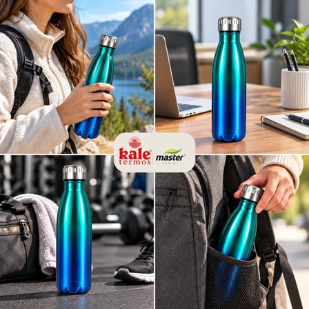 Kale Master 500 ml Çelik Termos Matara – Paslanmaz Çelik Sıcak Soğuk İçecek Termosu, Vakumlu Su Matarası