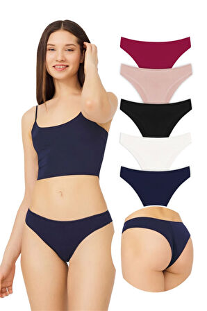 Pamuklu Basic Kadın Brezilya Külot 5'li Paket