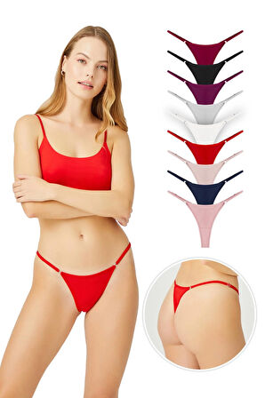 Basic Pamuklu Beli Ayarlanır Kadın Tanga Külot 9'lu Paket