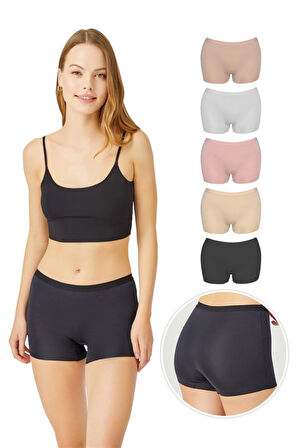 Basic Lazer Kesim Dikişsiz Kadın Boxer Külot 5'li Paket