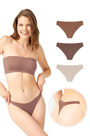 Lazer Kesim Kadın Bikini Külot 3'lü Paket-3
