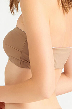 Straplez Crop Top Büstiyer Bronz