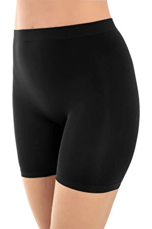 Cottonhill Premium - Kadın Siyah Ultra-Rahat Seamless Yüksek Bel Uzun Paça Boxer