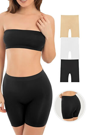 Cottonhill Premium - Kadın Ultra-Rahat Seamless Yüksek Bel Uzun Paça Boxer 3'lü Paket