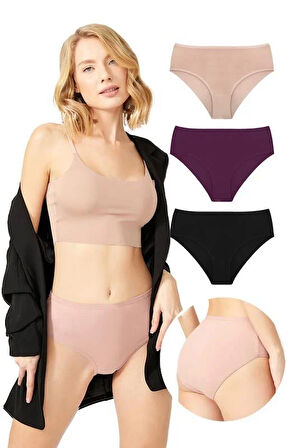 Basic Klasik Pamuklu Geniş Kenarlı Bato Külot 3'lü Paket