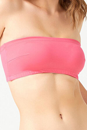 Straplez Crop Top Büstiyer Pembe