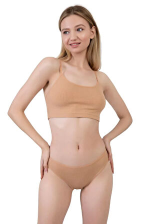 Kadın Pamuklu ve Likralı Fitilli Kaşkorse Bikini Külot 5'li Paket