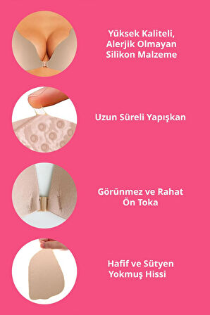 Ten Askısız Straplez Göğüs Dikleştirici Yapışkan Sütyen