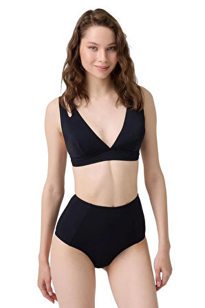 Siyah Üçgen Cut Out/Pencereli Bikini Üstü