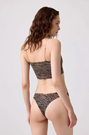 Basic Desenli Lazer Kesim Kadın Brezilya Külot 3'lü Paket-1