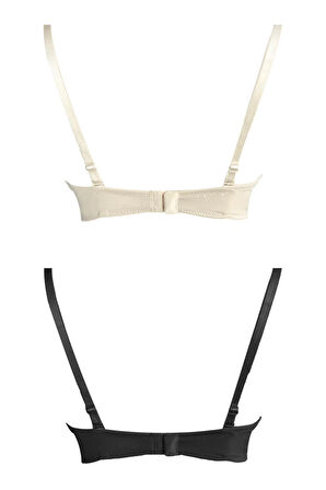 Balenli Toparlayıcı Dolgusuz Straplez Lotus Sütyen 2'li Paket-2