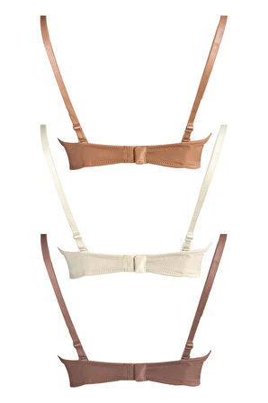 Balenli Toparlayıcı Dolgusuz Straplez Sütyen 3'lü Paket