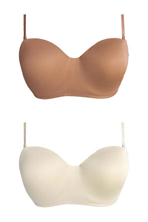 Balenli Toparlayıcı Dolgusuz Straplez Sütyen 2li Paket-3