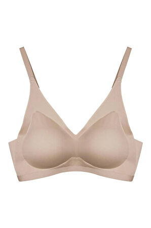 Kahverengi Lazer Kesim Dikişsiz Sütyen Çıkarılabilir Pedli Hayalet Sütyen Agraflı Ayarlanabilir Askı