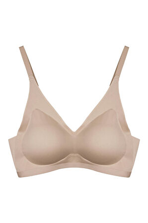 Kahverengi Lazer Kesim Dikişsiz Sütyen Çıkarılabilir Pedli Hayalet Sütyen Agraflı Ayarlanabilir Askı
