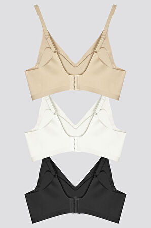 Lazer Kesim Dikişsiz Sütyen Çıkarılabilir Ped Hayalet Sütyen Agraflı Ayarlanabilir Askı - 3'lü Paket