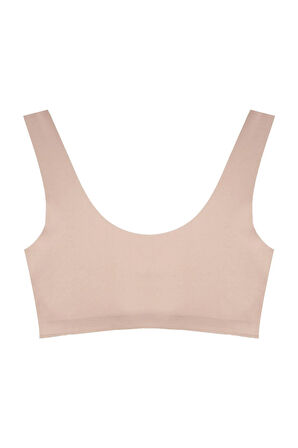 Kahverengi Dikişsiz Lazer Kesim Sütyen Pedli Kadın Hayalet Sütyen Dalga Detaylı