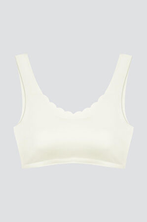 Krem Dikişsiz Lazer Kesim Sütyen Pedli Kadın Hayalet Sütyen Dalga Detaylı