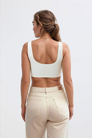 Krem Dikişsiz Lazer Kesim Sütyen Pedli Kadın Hayalet Sütyen Dalga Detaylı