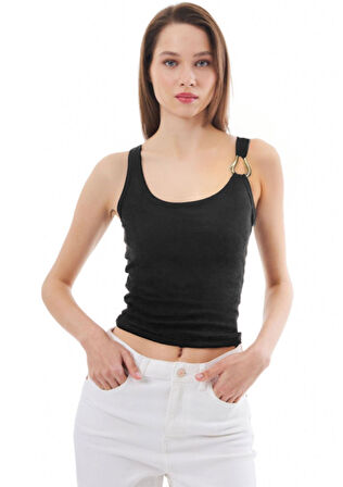 Pamuklu Kalın Askılı Fitilli Toka Detaylı Kadın Atlet 3'lü Paket