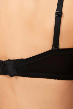 Siyah Balenli Toparlayıcı Dolgusuz Straplez Sütyen