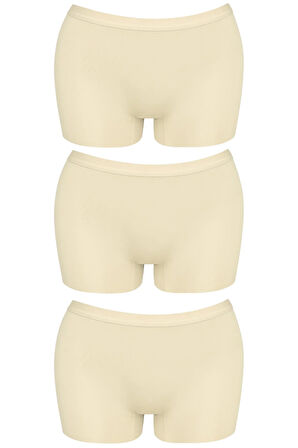 Basic Lazer Kesim Dikişsiz Kadın Boxer Külot Ten 3'lü Paket