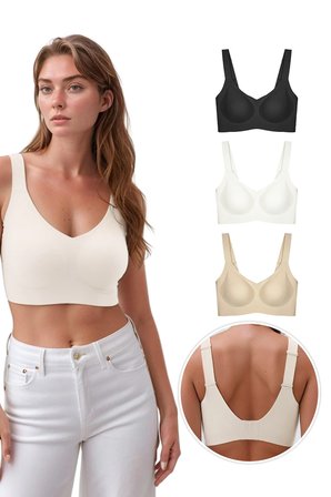 Seamless Bra - Curve | Lazer Kesim Dikişsiz Toparlayıcı Büyük Beden Kadın Sütyen 3'lü Paket-2