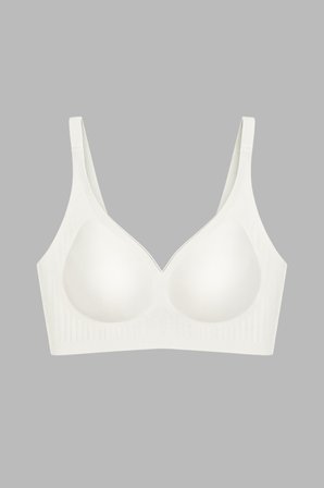 Seamless Bra - Slight | Krem Lazer Kesim Dikişsiz Dilim Detaylı Balensiz Kadın Sütyen