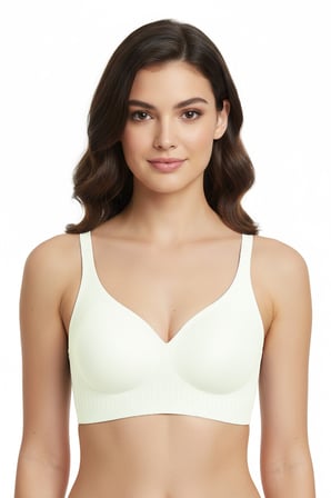 Seamless Bra - Slight | Krem Lazer Kesim Dikişsiz Dilim Detaylı Balensiz Kadın Sütyen