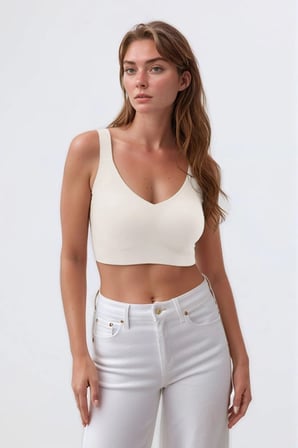 Seamless Bra - Curve | Krem Lazer Kesim Dikişsiz Toparlayıcı Büyük Beden Kadın Sütyen