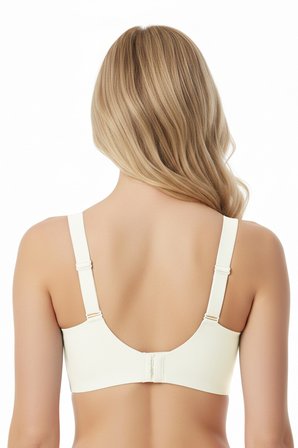 Seamless Bra - Forme | Krem Lazer Kesim Dikişsiz Toparlayıcı Büyük Tüllü Beden Kadın Sütyen