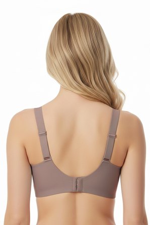 Seamless Bra - Forme | Kahverengi Lazer Kesim Dikişsiz Toparlayıcı Büyük Tüllü Beden Kadın Sütyen