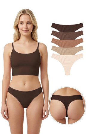 Pamuklu Basic Kadın Tanga Külot 5'li Paket