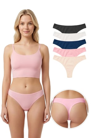 Pamuklu Basic Kadın Tanga Külot 5'li Paket-3