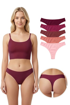 Pamuklu Basic Kadın Tanga Külot 5'li Paket-2